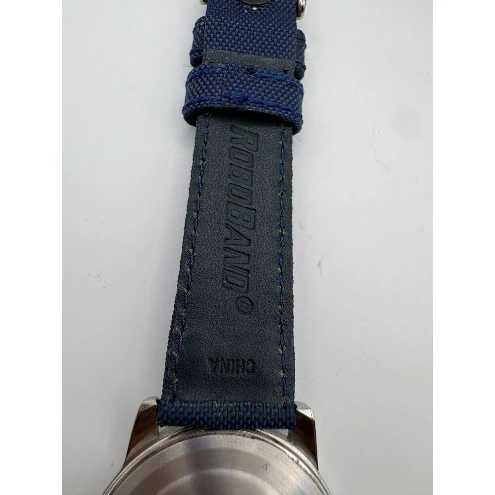 Timex T20461 Indiglo Mens Watch White Dial Day Date BRAND NEW Navy Canvas Strap